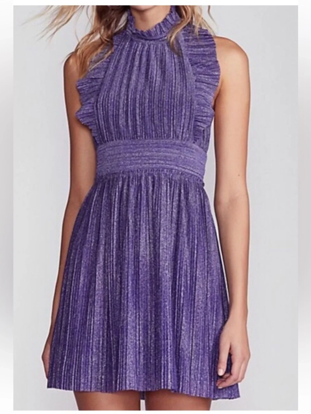 *LIKE NEW* Free People Pleated Shine Fit & Flare Mini Dress - Cocktail Dress - Picture 2 of 9